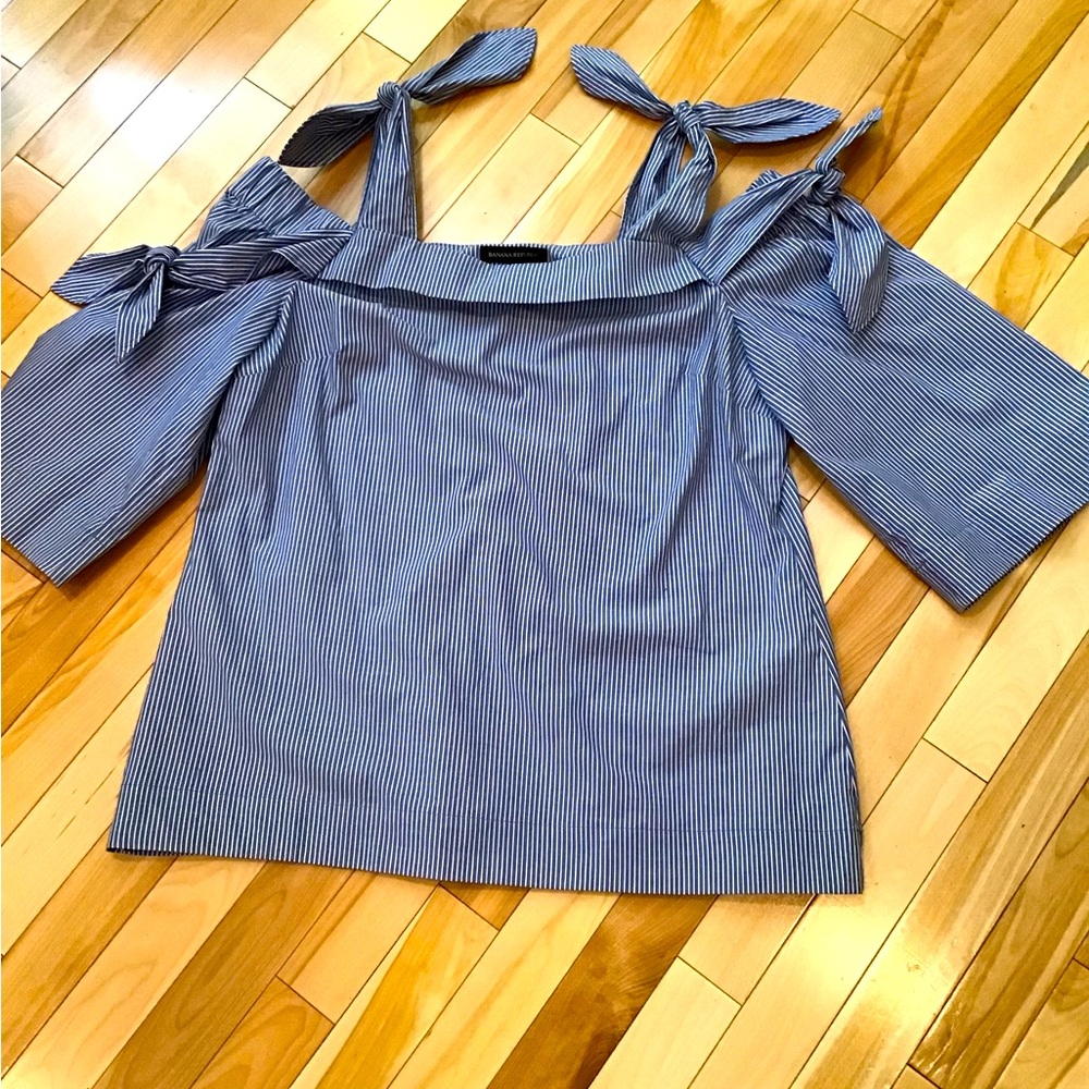 Banana Republic Blue and White Striped Blouse
